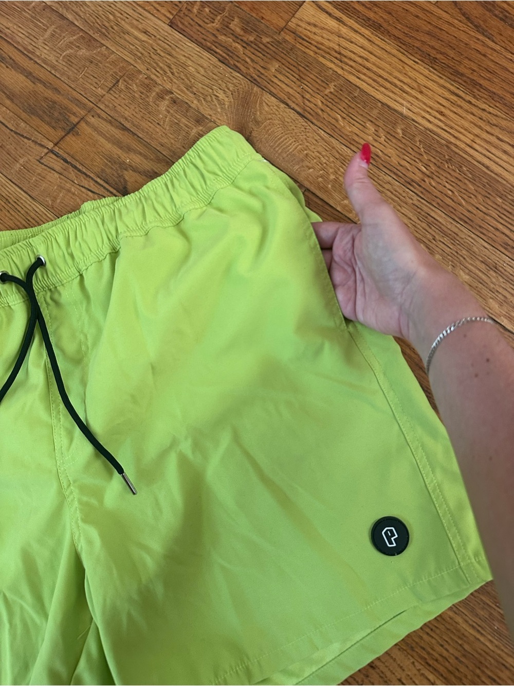 Patch Brand Neon Lime Green Swim Shorts / Trunks — Size XL 🍋